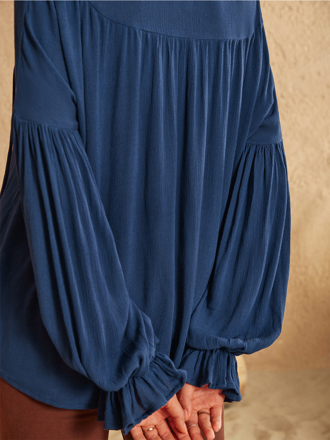 Tie Neck Long Sleeve Blouse-Nordavory