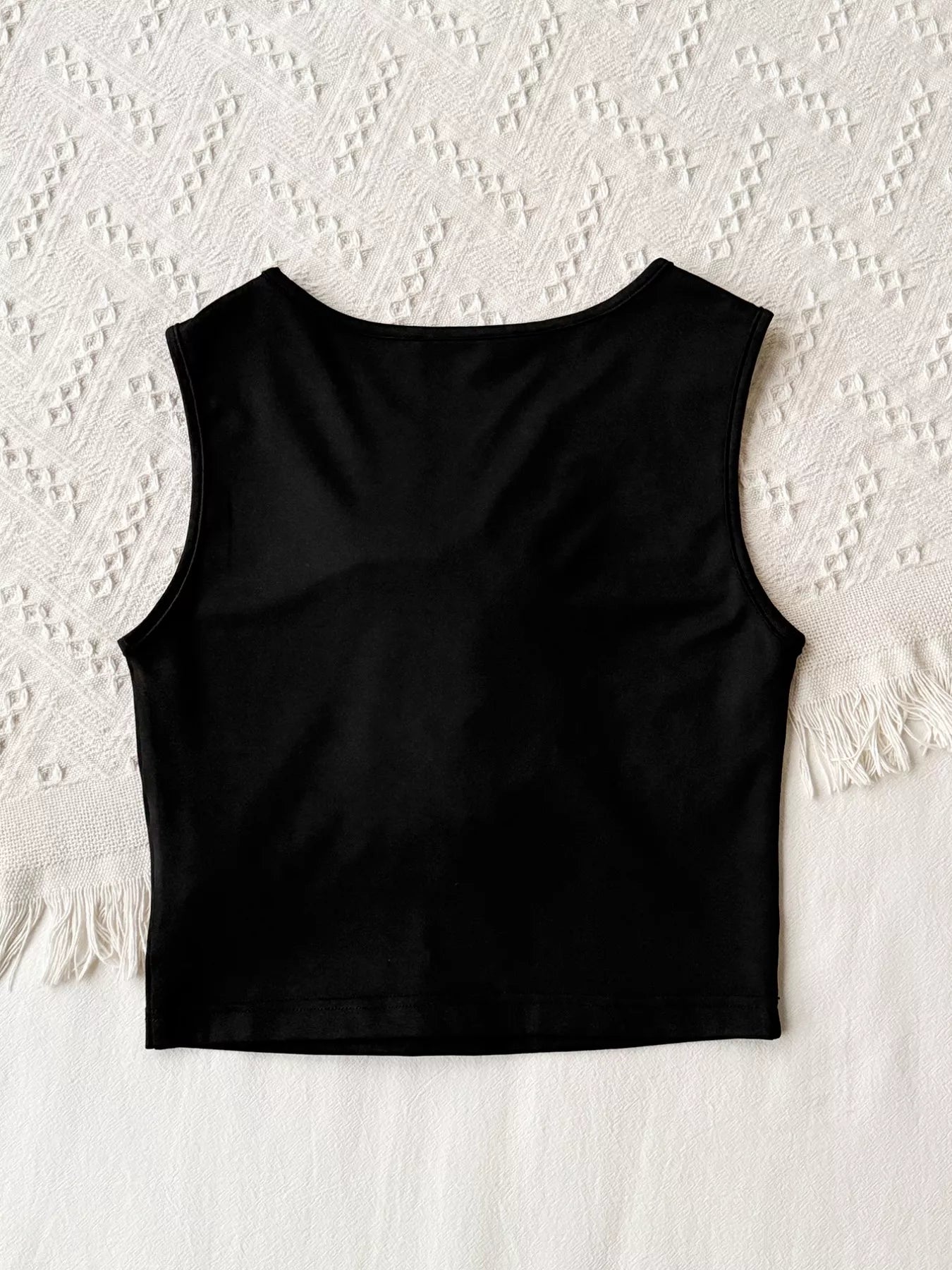 Floral Applique Round Neck Tank Top-Nordavory