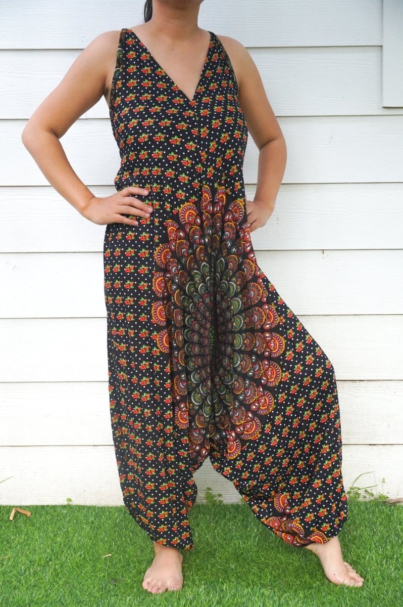 Black Chakra Hippie Jumpsuits, Boho Rompers, Festival Clothing Jumpsuits & Rompers nordavory
