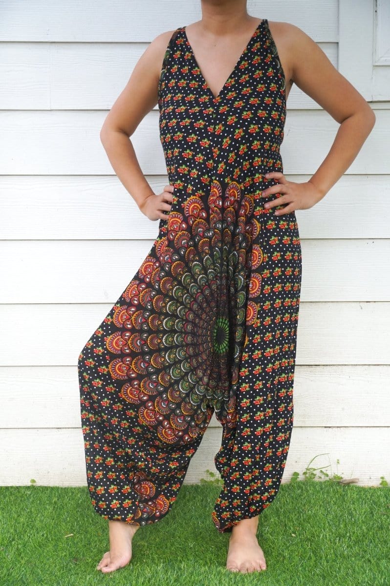 Black Chakra Hippie Jumpsuits, Boho Rompers, Festival Clothing Jumpsuits & Rompers nordavory