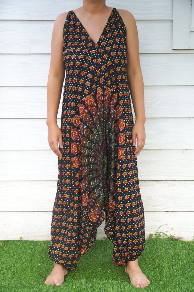 Black Chakra Hippie Jumpsuits, Boho Rompers, Festival Clothing Jumpsuits & Rompers nordavory