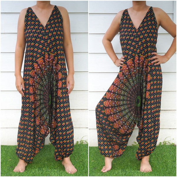 Black Chakra Hippie Jumpsuits, Boho Rompers, Festival Clothing Jumpsuits & Rompers nordavory