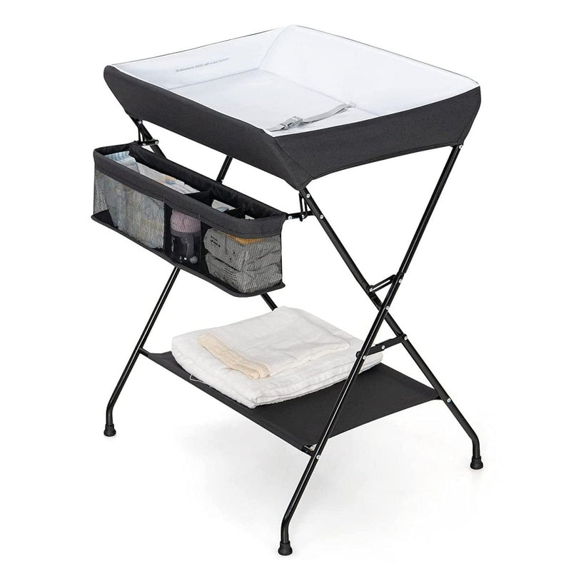 Black Folding Wide Nursery Diaper Baby Changing Table - Nordavory