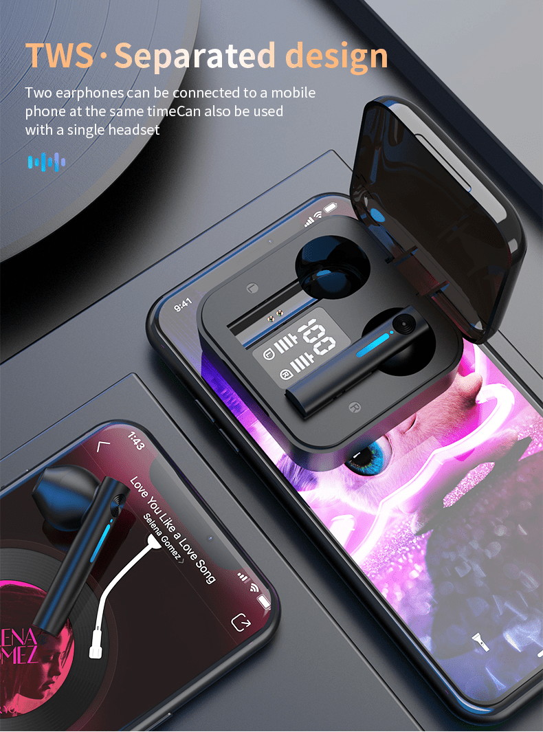 Bluetooth Earphones LED Wireless TWS with Microphone Tech Accessories nordavory