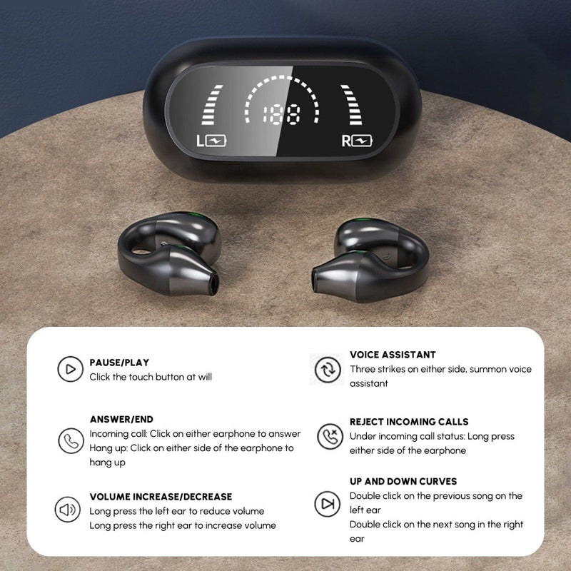 Bone Conduction BT5.3 Stereo Bluetooth Headphones IPX5 Waterproof - Nordavory