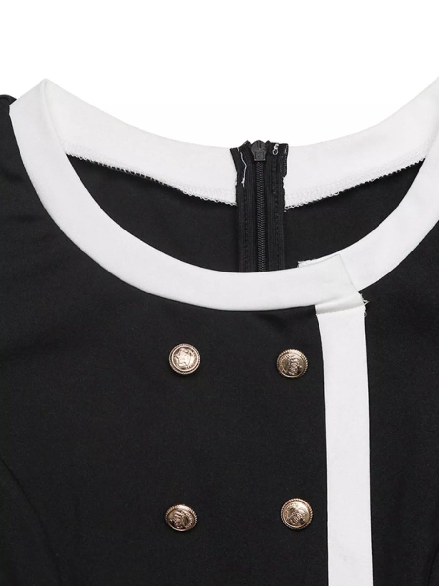 Button-Decor Long Sleeve Wide Leg Jumpsuit-Nordavory