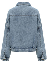 Button Down Drop Shoulder Denim Jacket - Nordavory