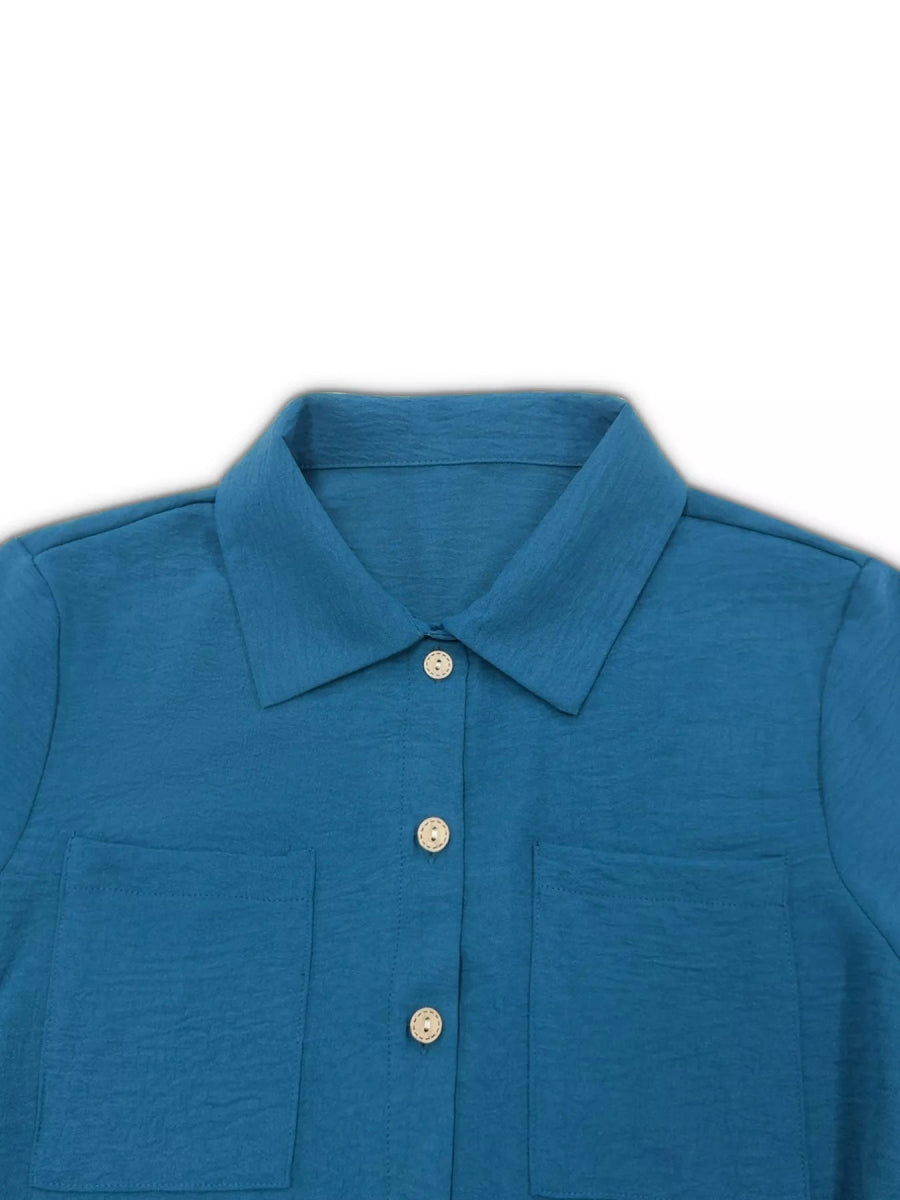Button-Down Long Sleeve Dress-Nordavory