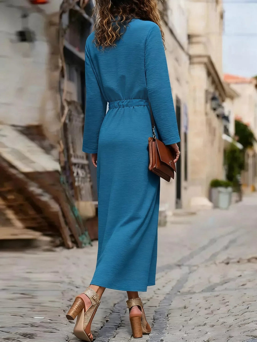 Button-Down Long Sleeve Dress-Nordavory