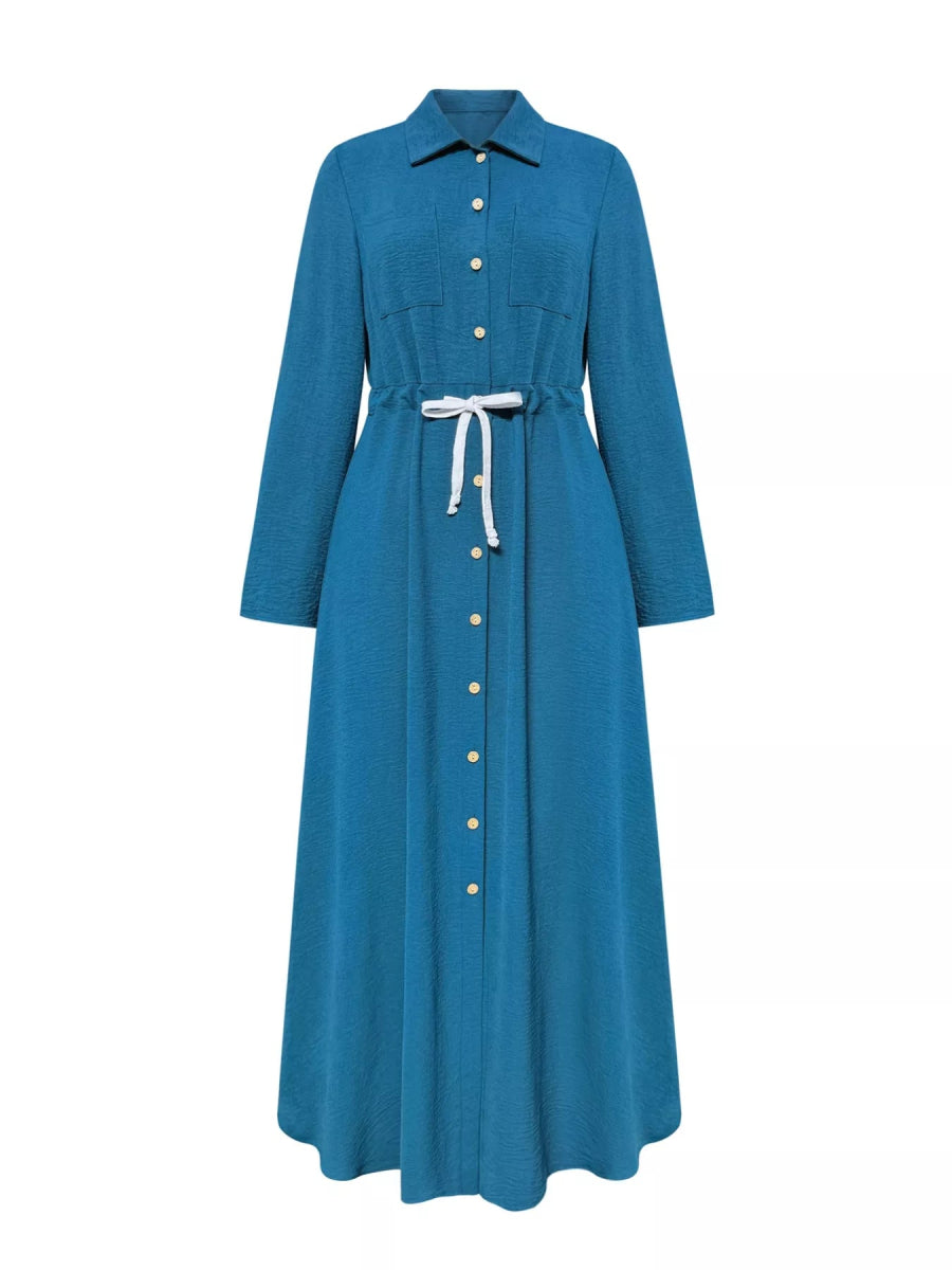 Button-Down Long Sleeve Dress-Nordavory