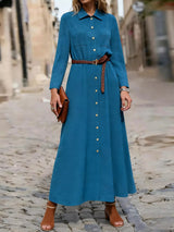 Button - Down Long Sleeve Dress - Nordavory
