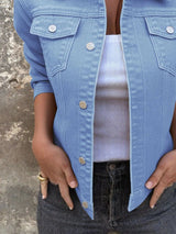 Button Front Closure Denim Jacket - Nordavory