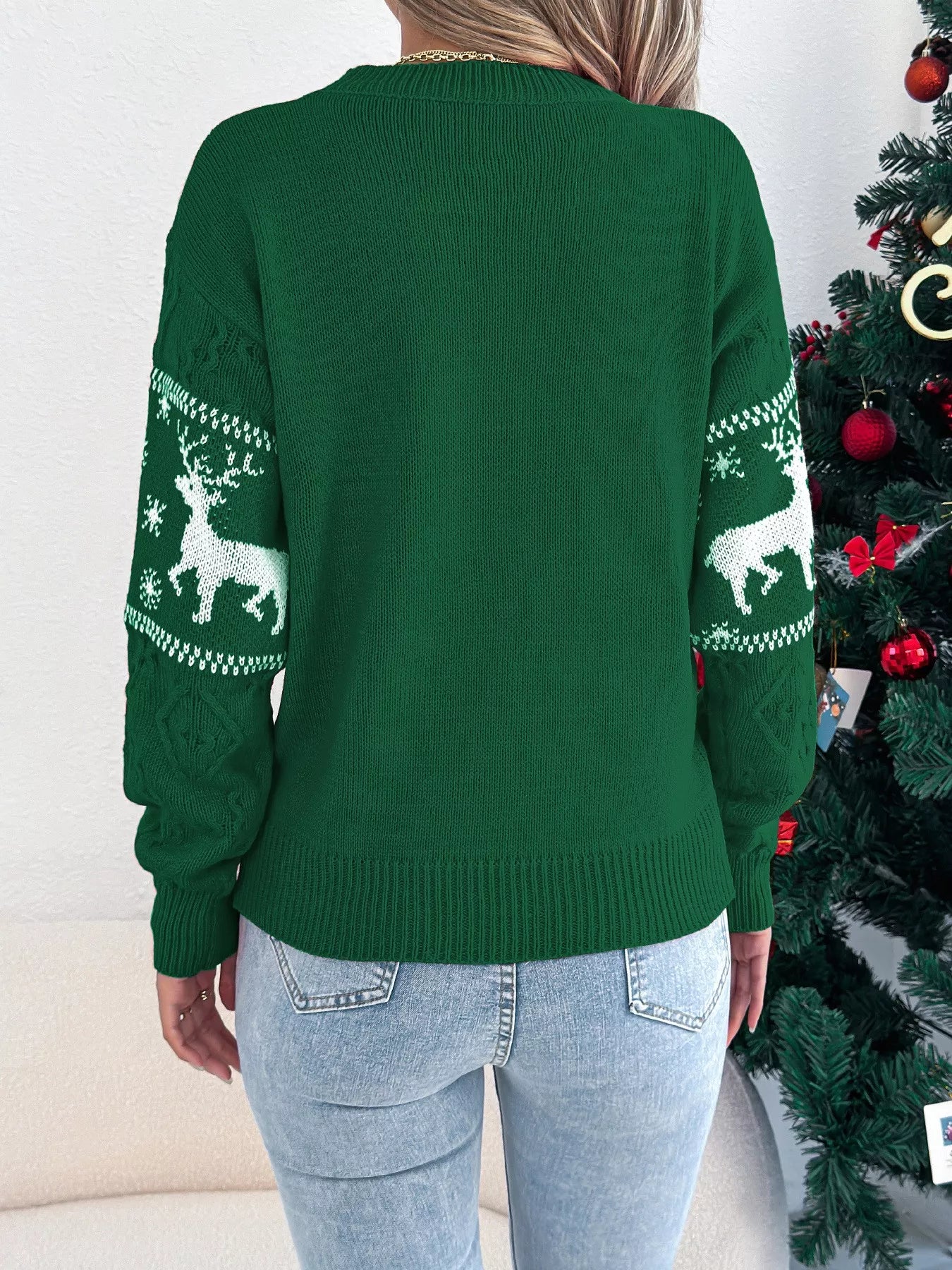 Christmas Reindeer Round Neck Sweater-Nordavory