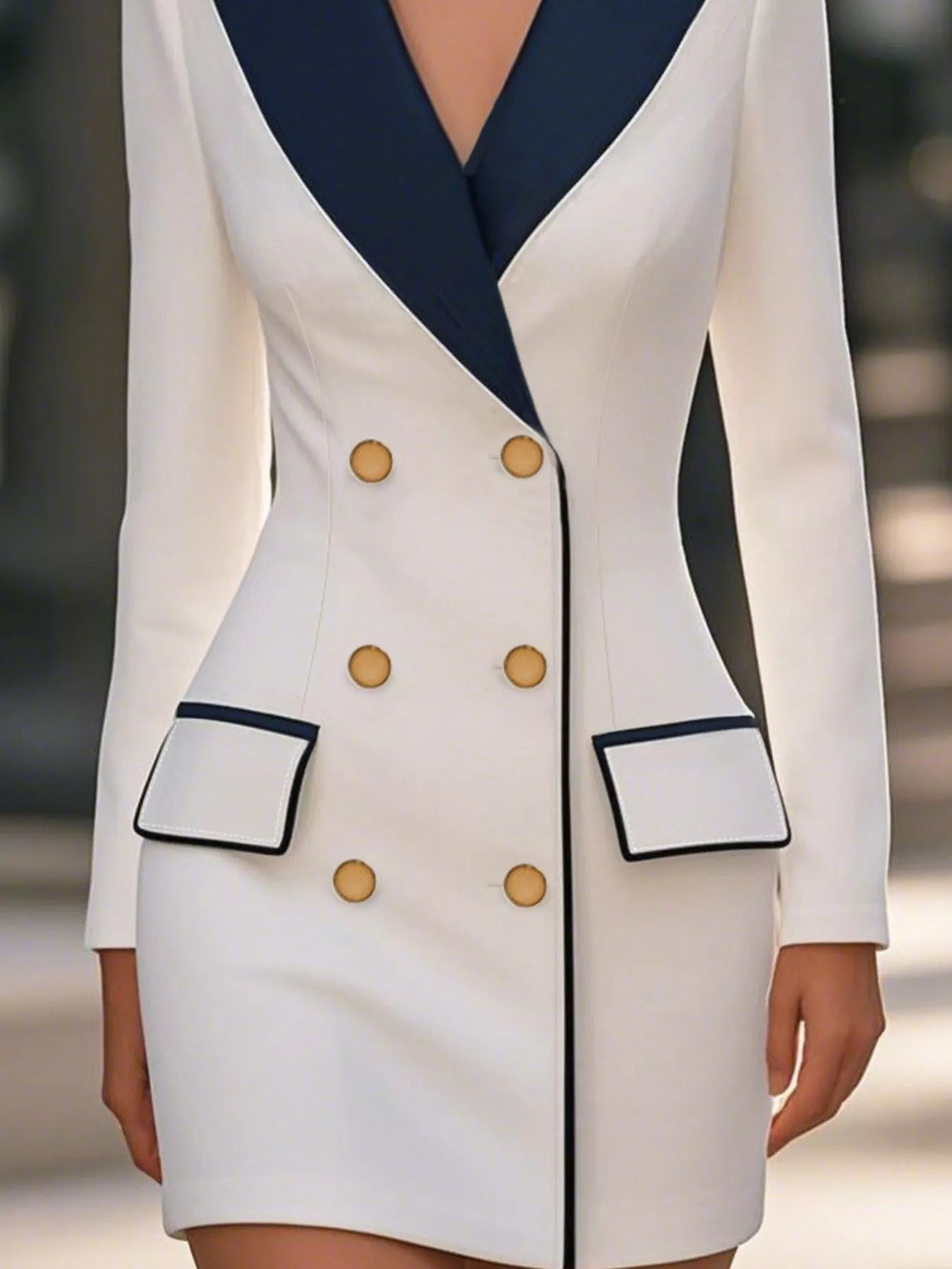 Double-Breasted Blazer Dress-Nordavory