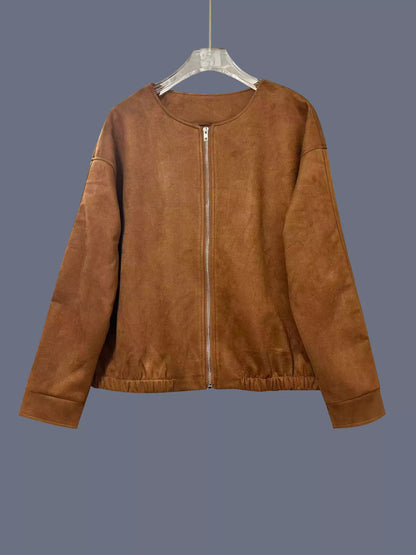 Zip Up Dropped Shoulder Jacket-Nordavory