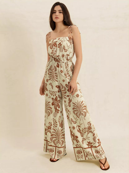 Tie Strap Wide Leg Jumpsuit-Nordavory