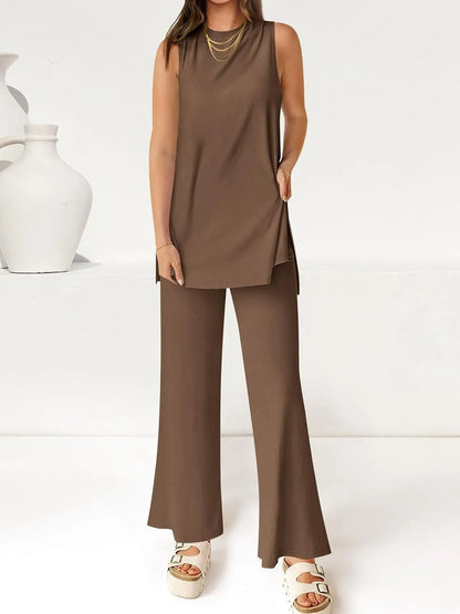 Round Neck Tank and Pants Set-Nordavory