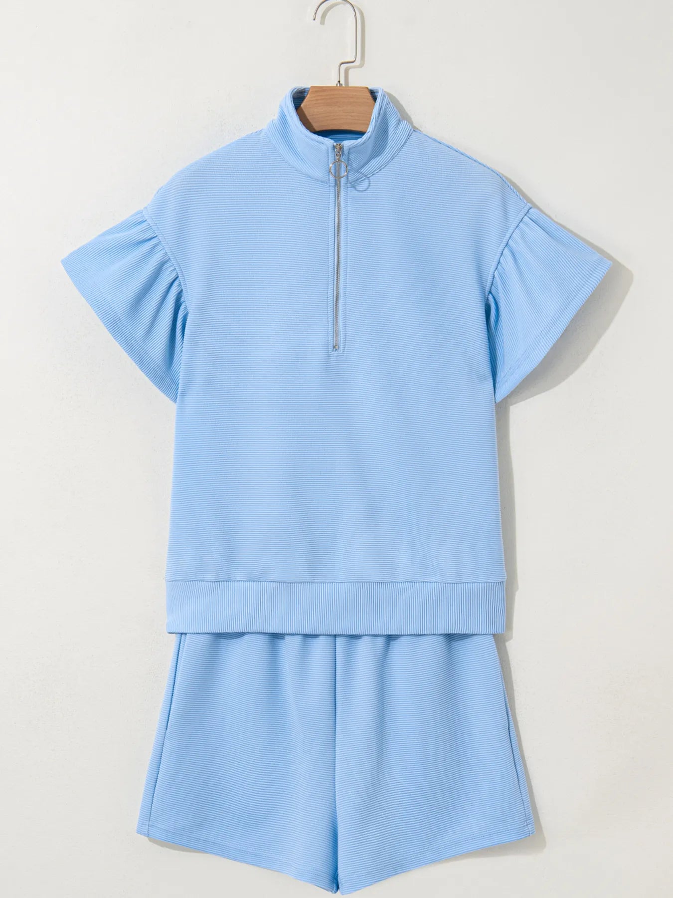 Half Zip Short Sleeve Polo and Shorts Set-Nordavory