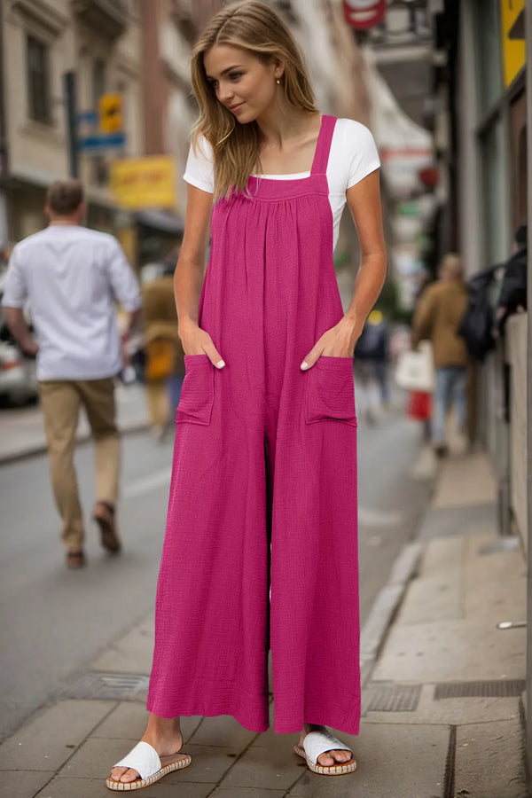 Double Take Full Size Wide Leg Overalls with Pockets-Nordavory
