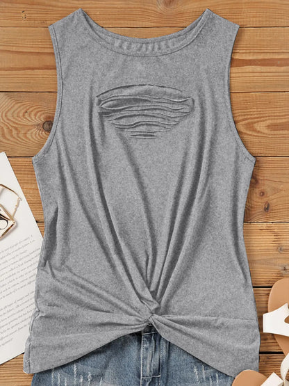 Cutout Twisted Round Neck Tank-Nordavory
