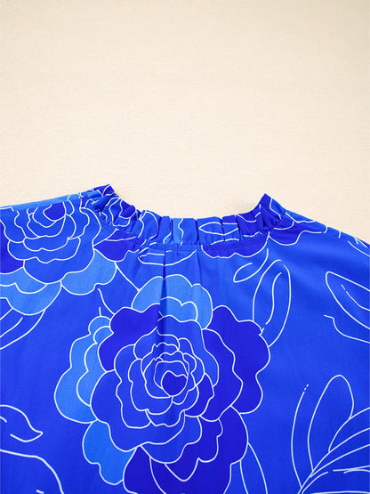 Ruffled Hem Short Sleeve Flowy Mini Dress-Nordavory