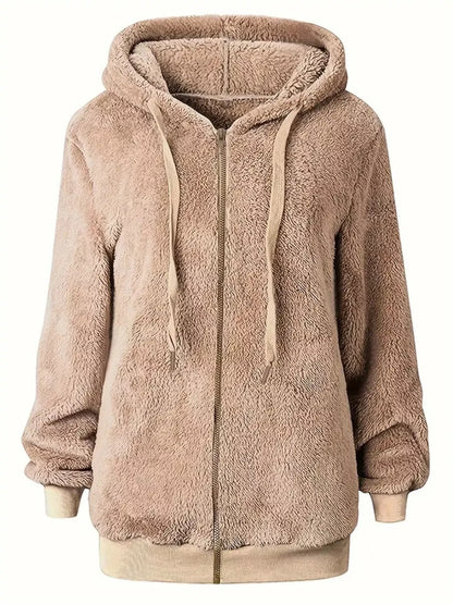 Fleece Zip-Up Drawstring Outerwear-Nordavory