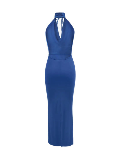 Backless Lace Up Back Sleeveless Maxi Dress-Nordavory