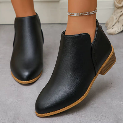 Point Toe Block Heels Boots-Nordavory