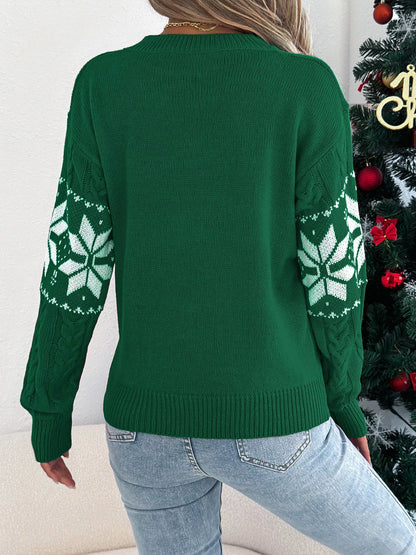 Christmas Snowflake Cable Knit Sweater-Nordavory