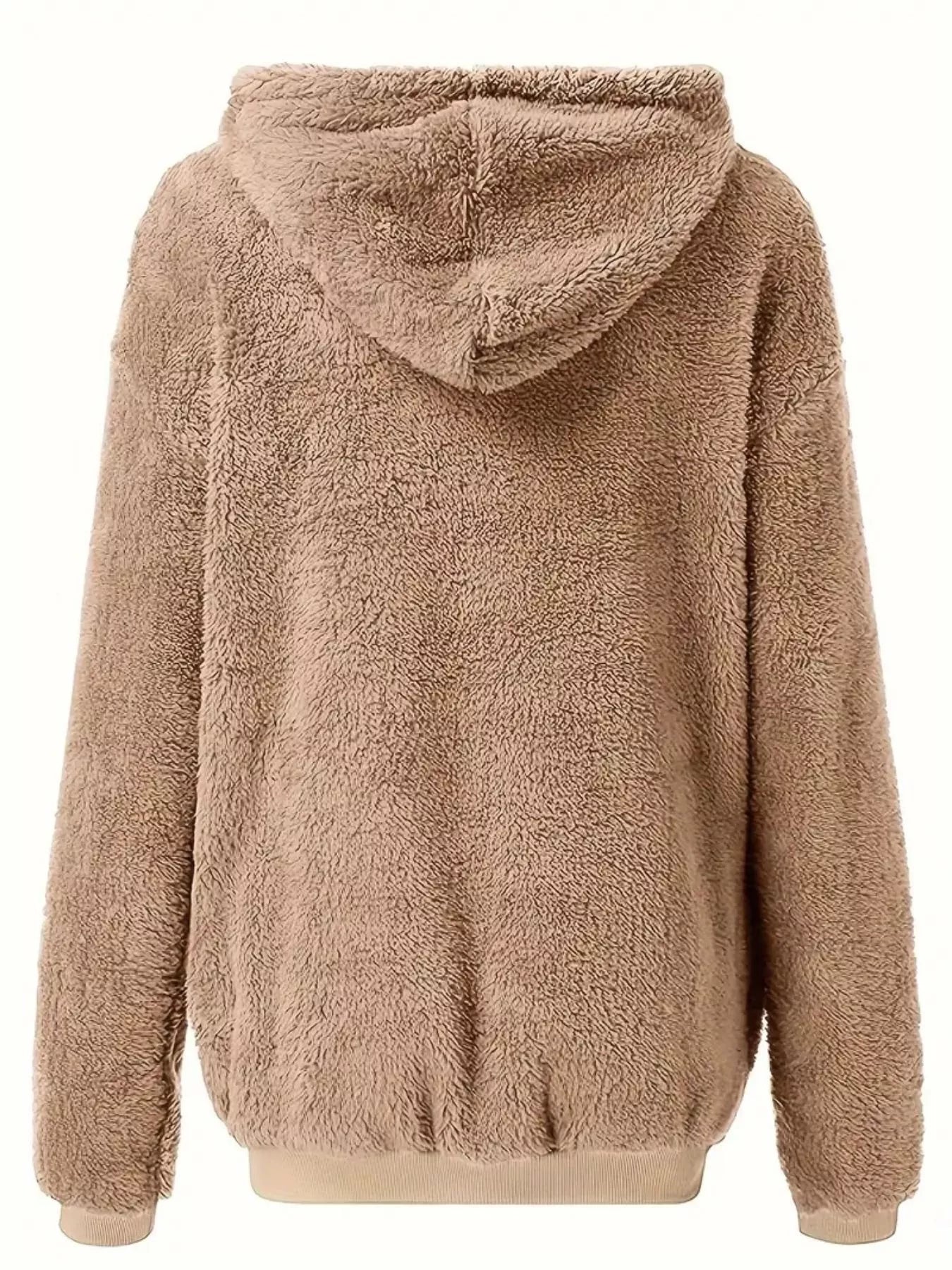 Fleece Zip-Up Drawstring Outerwear-Nordavory