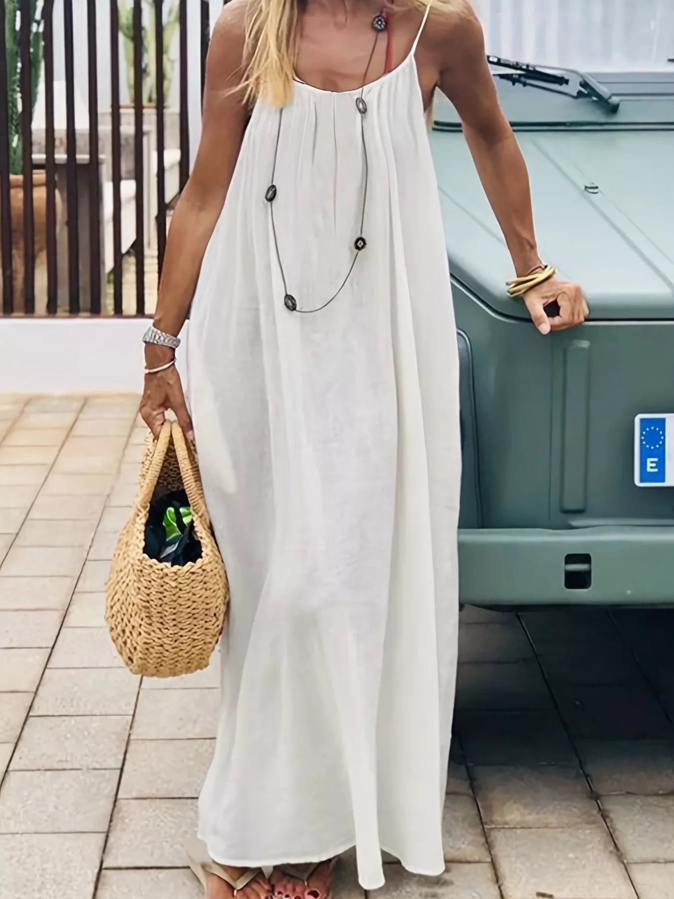 Backless Scoop Neck Maxi Dress-Nordavory