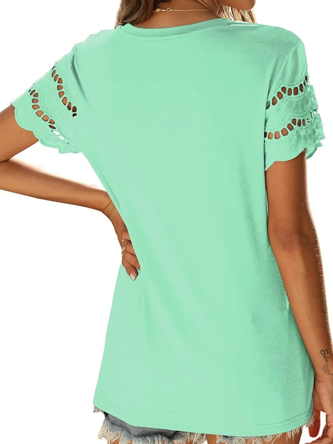 Round Neck Short Sleeve Casual T-Shirt-Nordavory