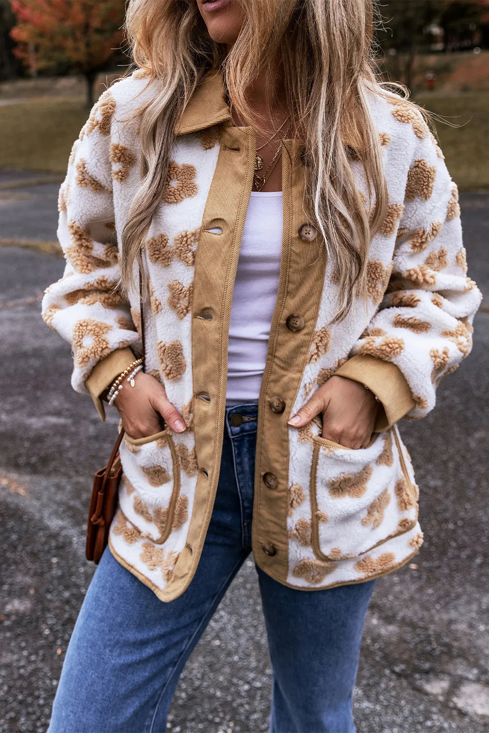 Flower Button Up Long Sleeve Jacket-Nordavory