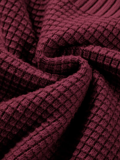 Solid Color Mixed Textured Knitted Crew Neck Sweater-Nordavory