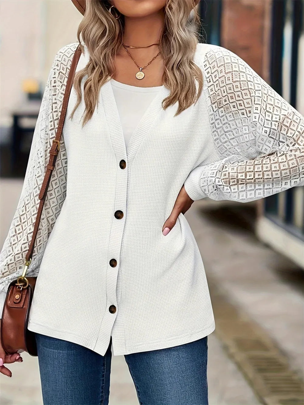 Button Up V-Neck Long Sleeve Outerwear-Nordavory