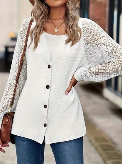 Button Up V-Neck Long Sleeve Outerwear-Nordavory