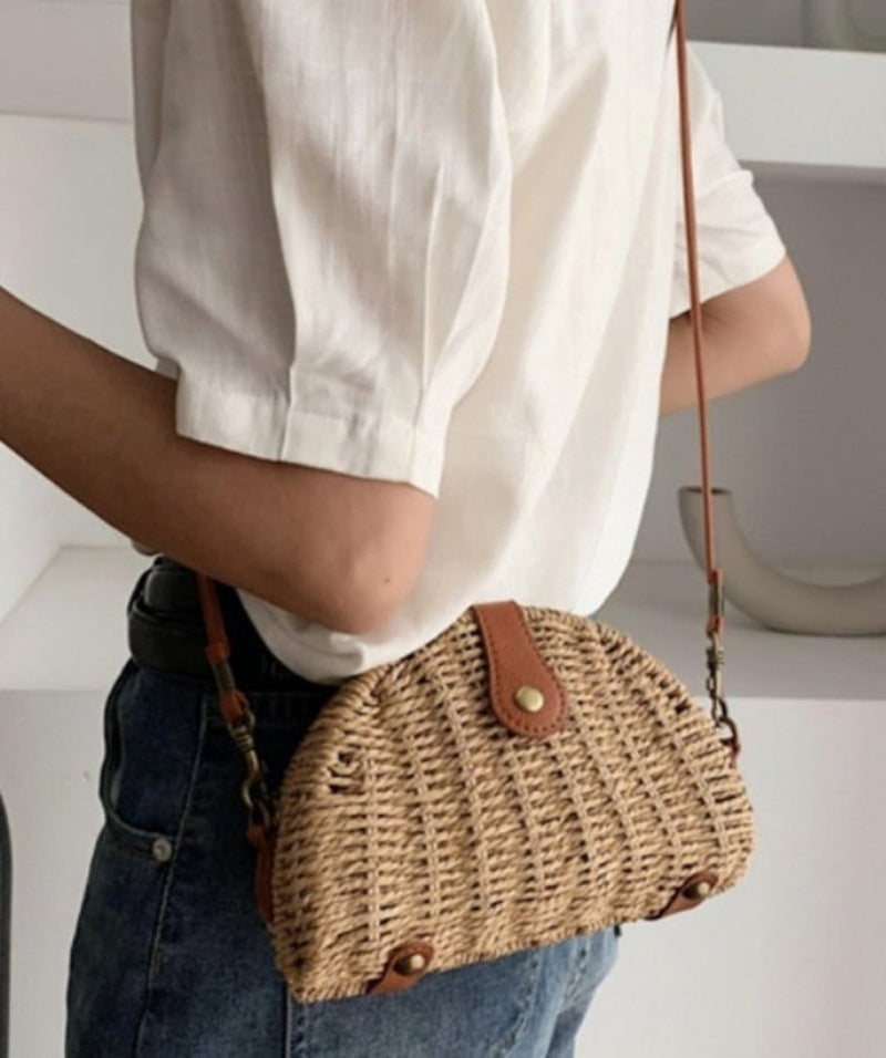 Casual Mini Oval Straw Crossbody Bag Handbags nordavory