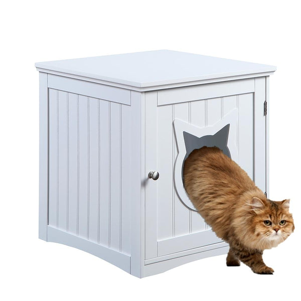 Cat House Side Table, Nightstand Pet House, Litter Box Enclosure - Nordavory
