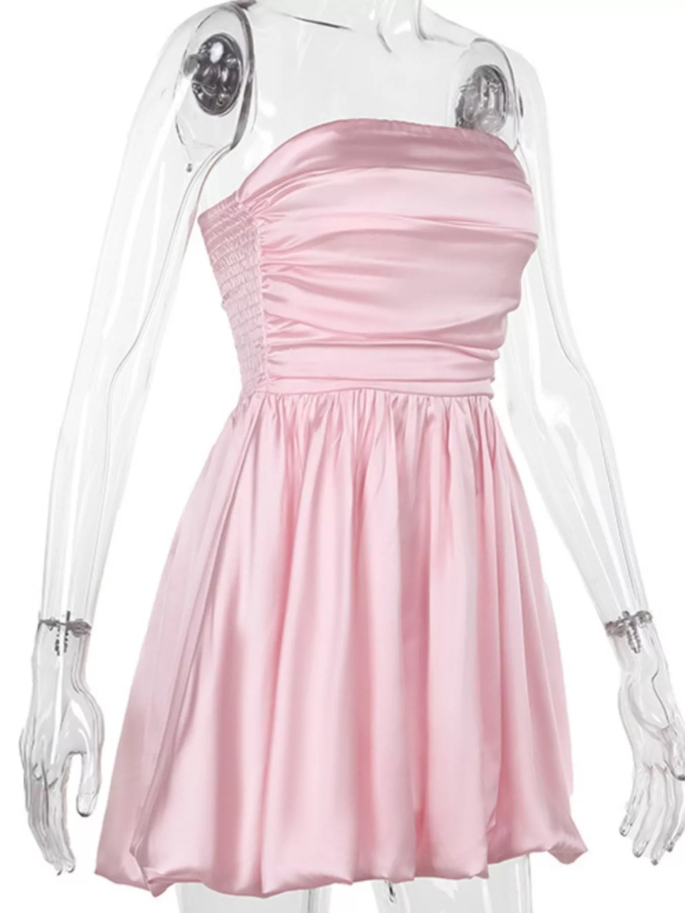 Strapless Ruched Mini Bubble Dress-Nordavory
