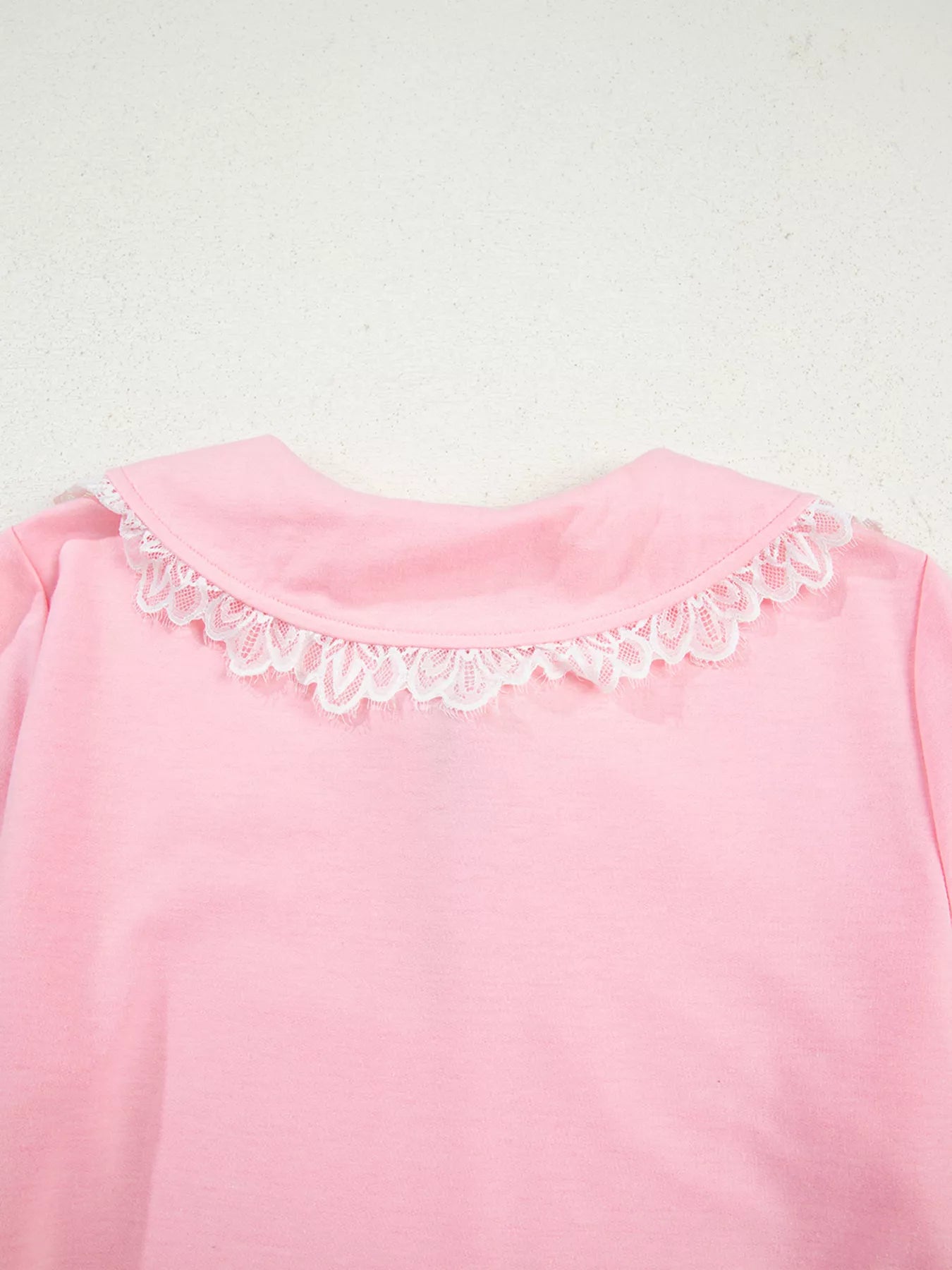 Peter Pan Lace Embellished Neck Sweatshirt and Skirt Two Piece Set-Nordavory