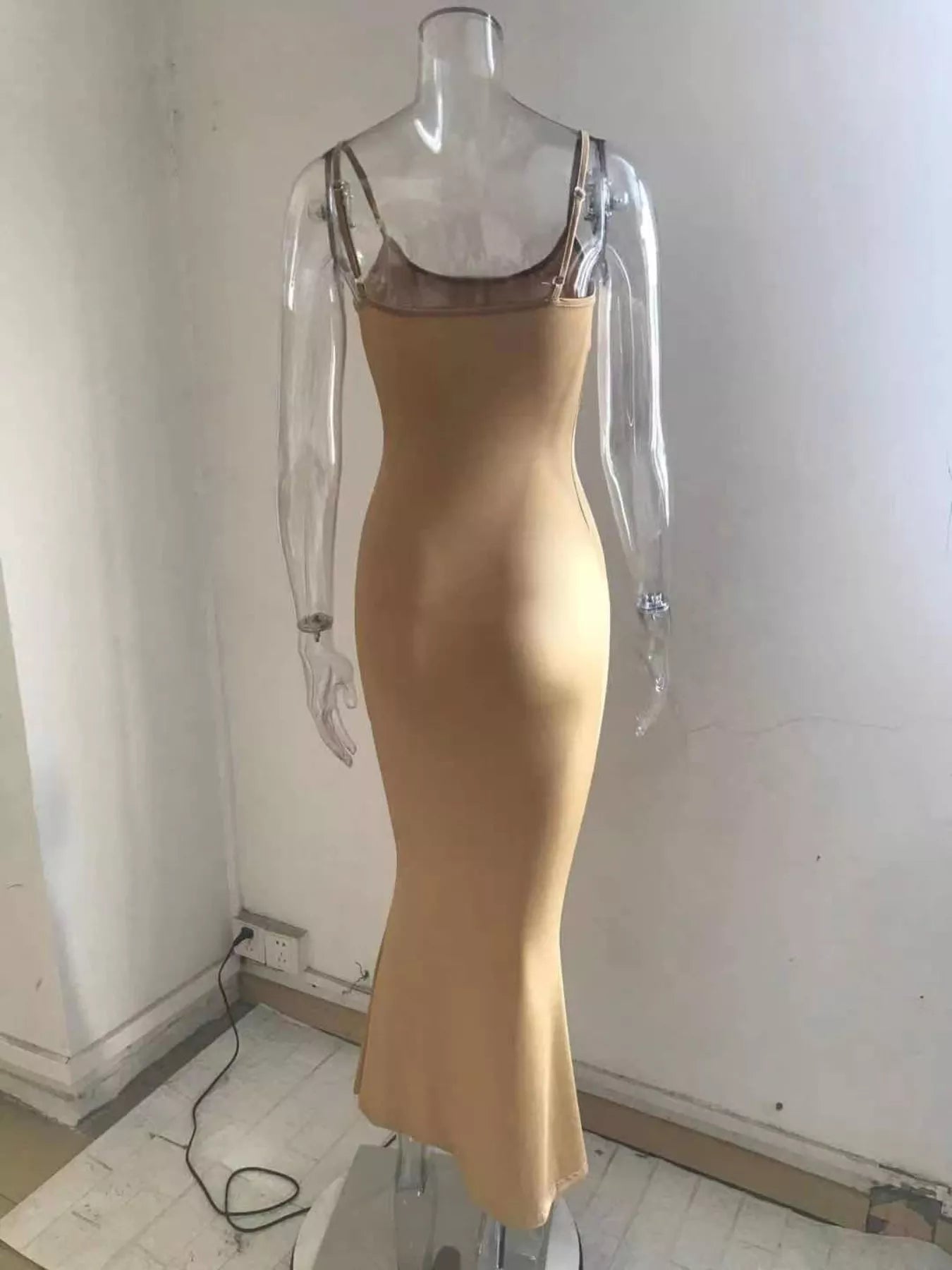Spaghetti Strap Bodycon Maxi Dress-Nordavory