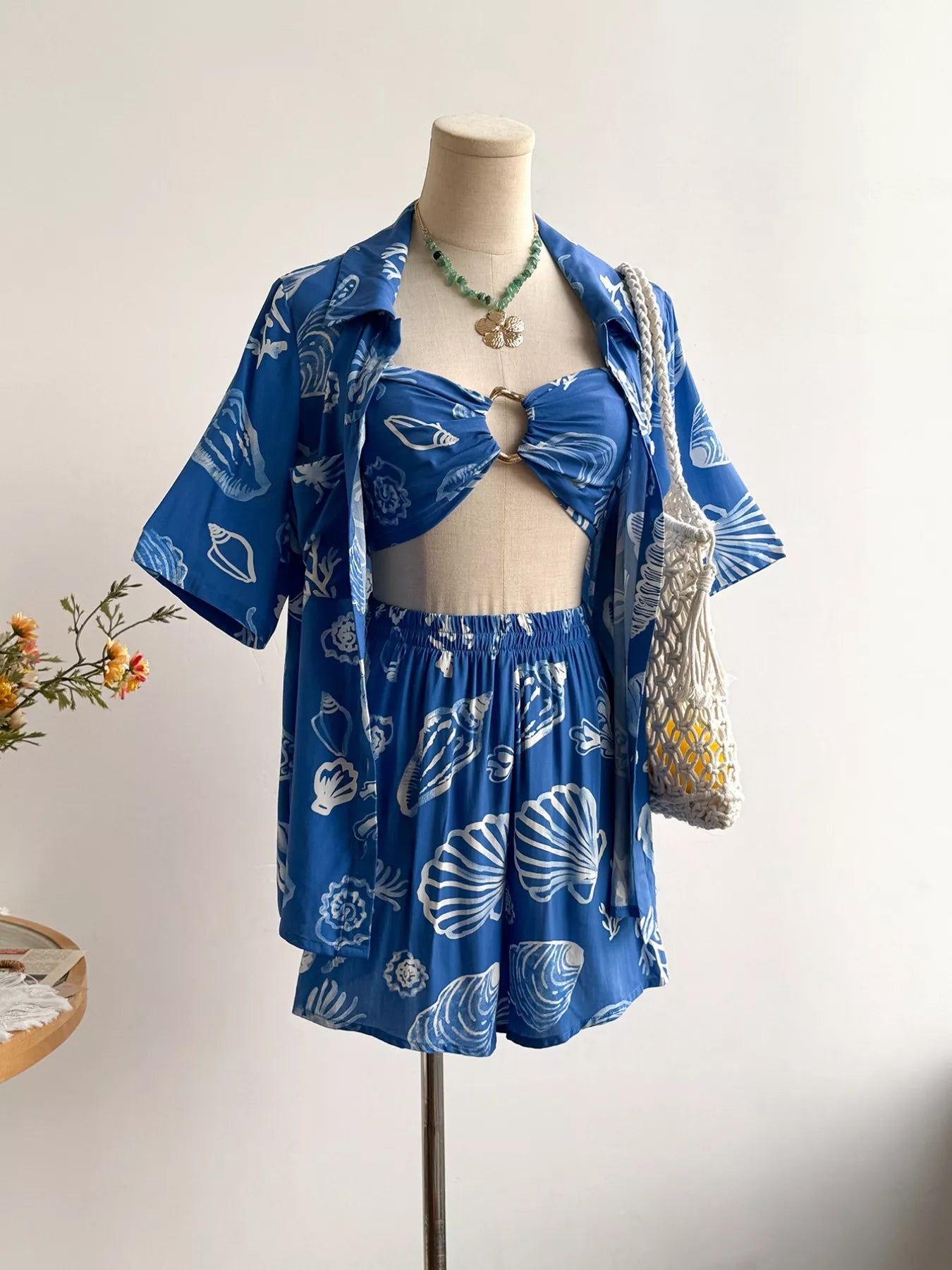 Seashell Print 3-Piece Summer Set-Nordavory
