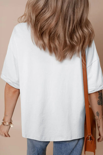 Loose Half Sleeve Hi Low Hem T Shirt-Nordavory