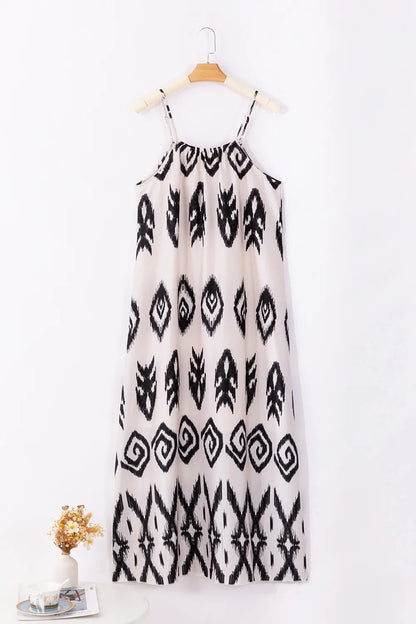 Full Size Printed Spaghetti Strap Cami Dress-Nordavory