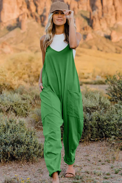 Double Take Full Size V-Neck Sleeveless Jumpsuit with Pockets-Nordavory