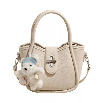 Textured Bucket Handbag – Mini PU Leather – image 8