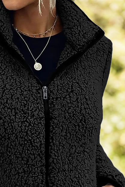 Pocketed Zip Up Turtleneck Jacket-Nordavory