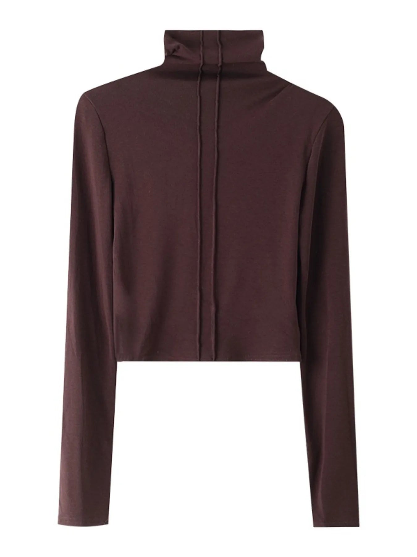 High Neck Long Sleeve Cropped T-Shirt-Nordavory