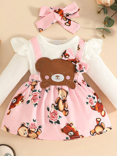 Children's Bear Long Sleeve Dress with Headband – Nordavory