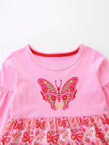 Children's Butterfly Long Sleeve Casual Dress - Fuchsia Pink / 2Y - Image 5